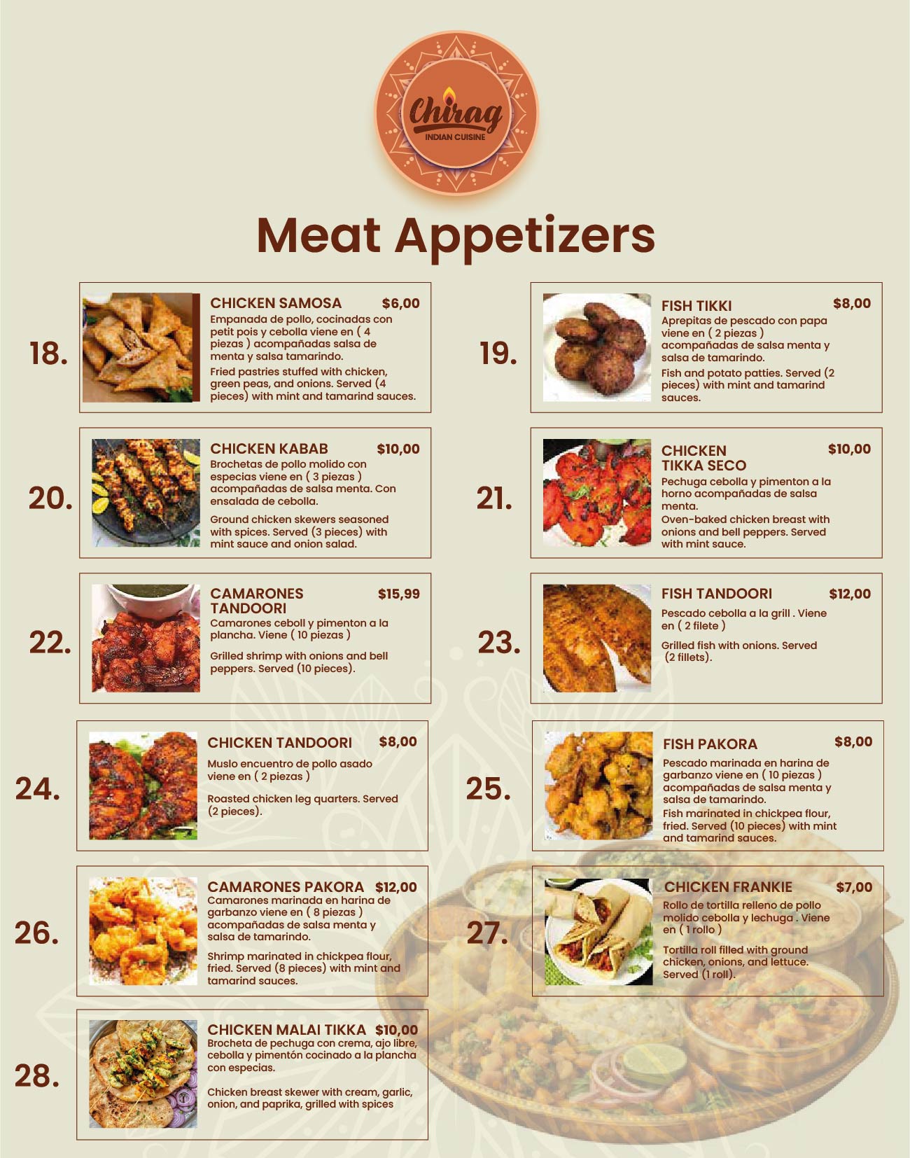 Hoja de Menú 04 - Meat Appetizers